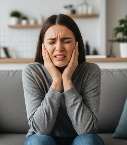 Women image in tooth pain - Emergency dentist Marlow